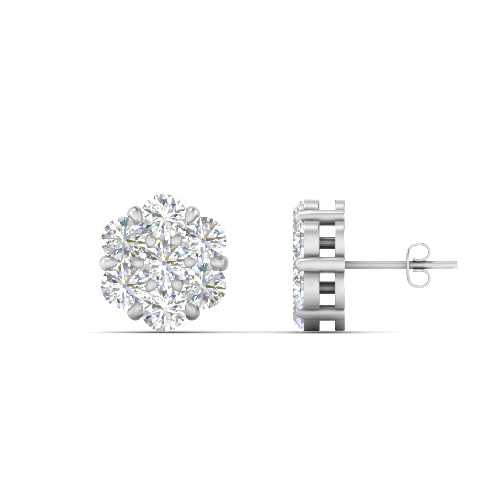 7 Stone 0.75 Carat Cluster Flower Diamond Earring