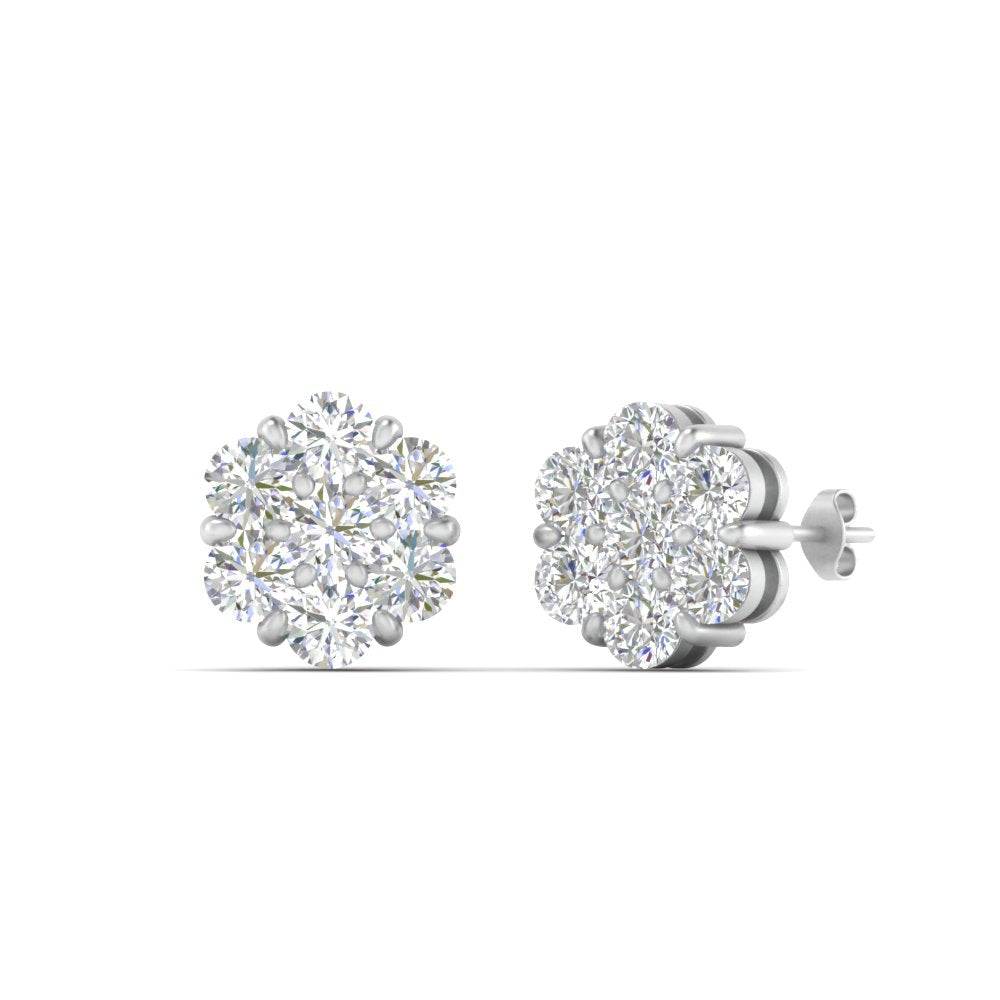 7 Stone 0.75 Carat Cluster Flower Diamond Earring