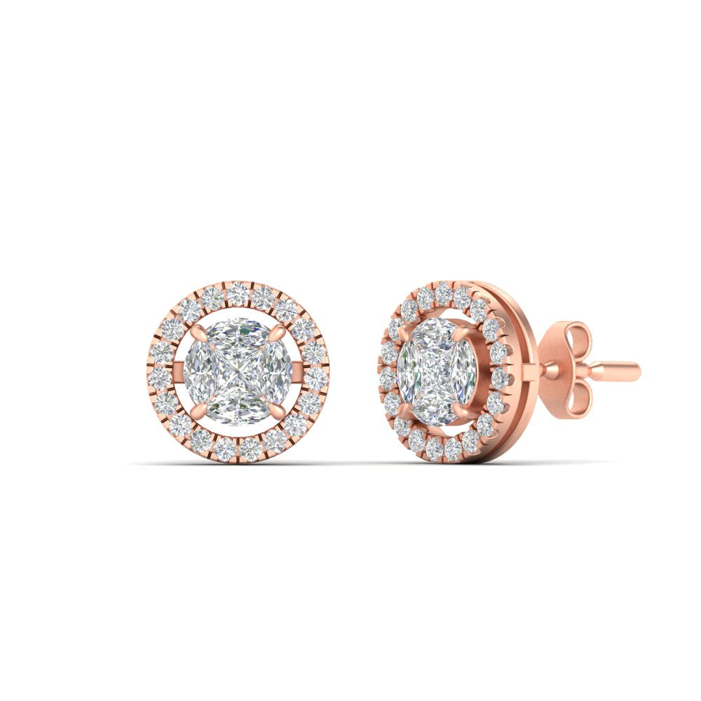 Classic Diamond Halo Stud Earring