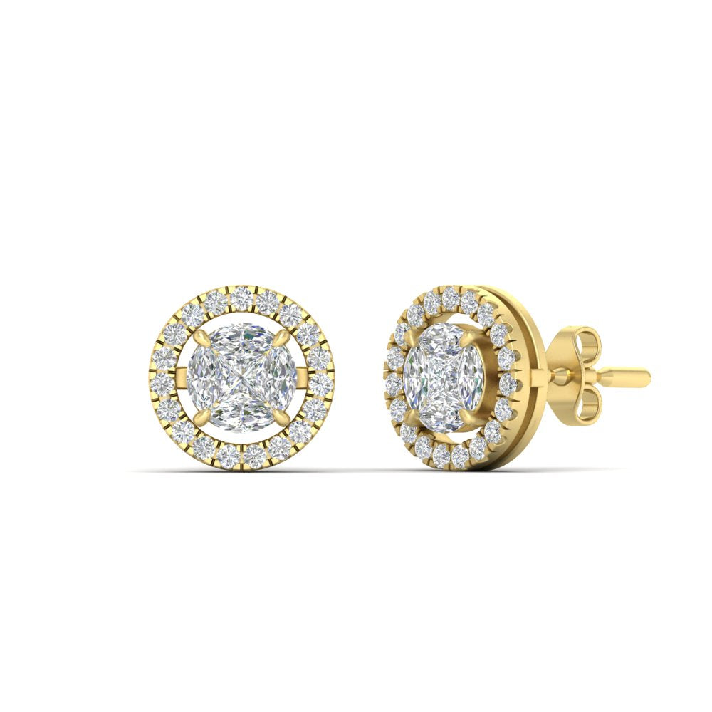 Classic Diamond Halo Stud Earring