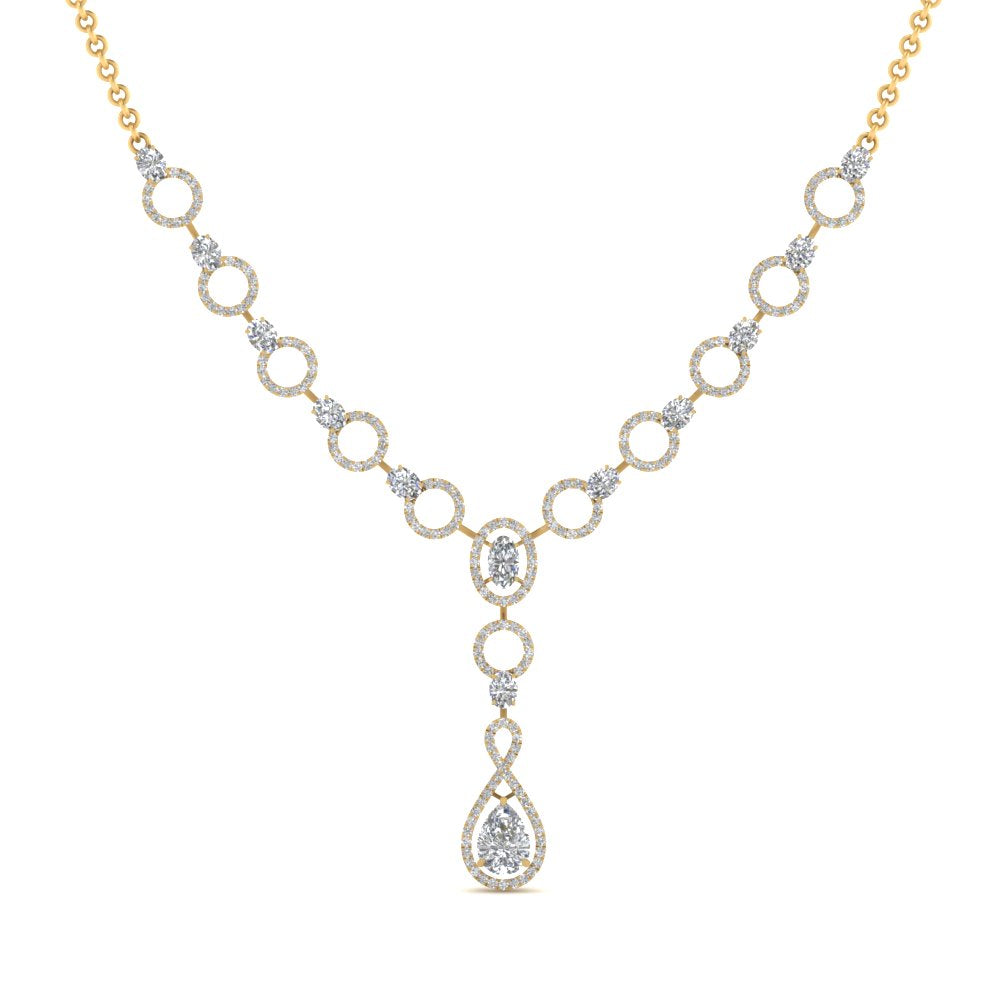 Circle Diamond Drop Necklace