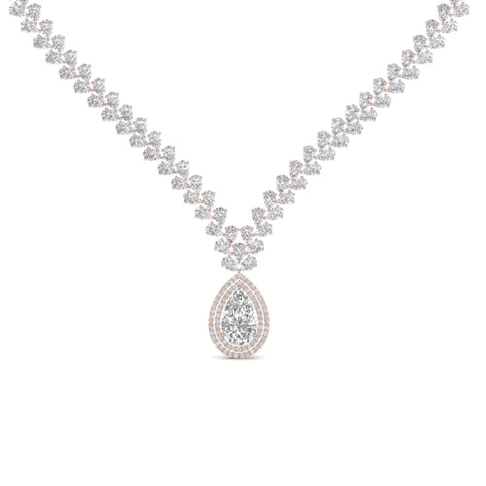 Pear Drop Leaf Diamond Necklace