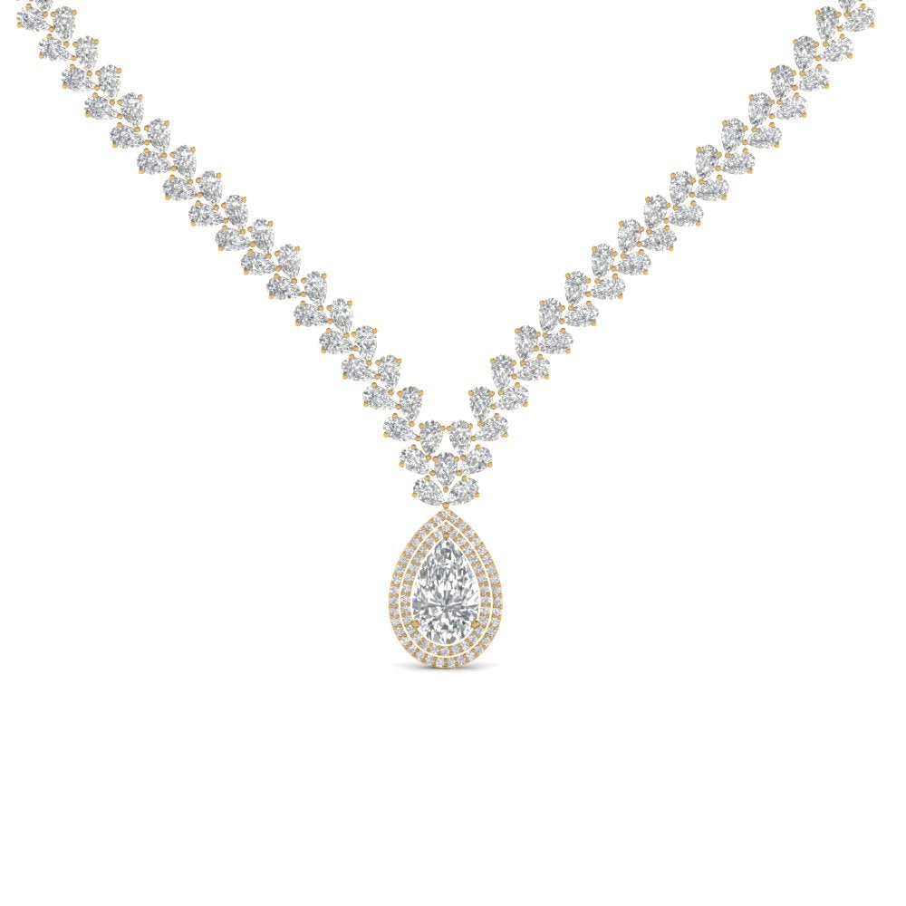 Pear Drop Leaf Diamond Necklace