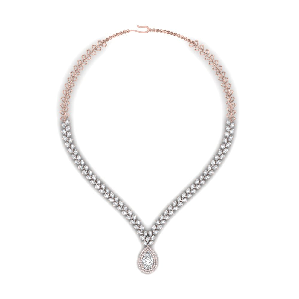 Pear Drop Leaf Diamond Necklace