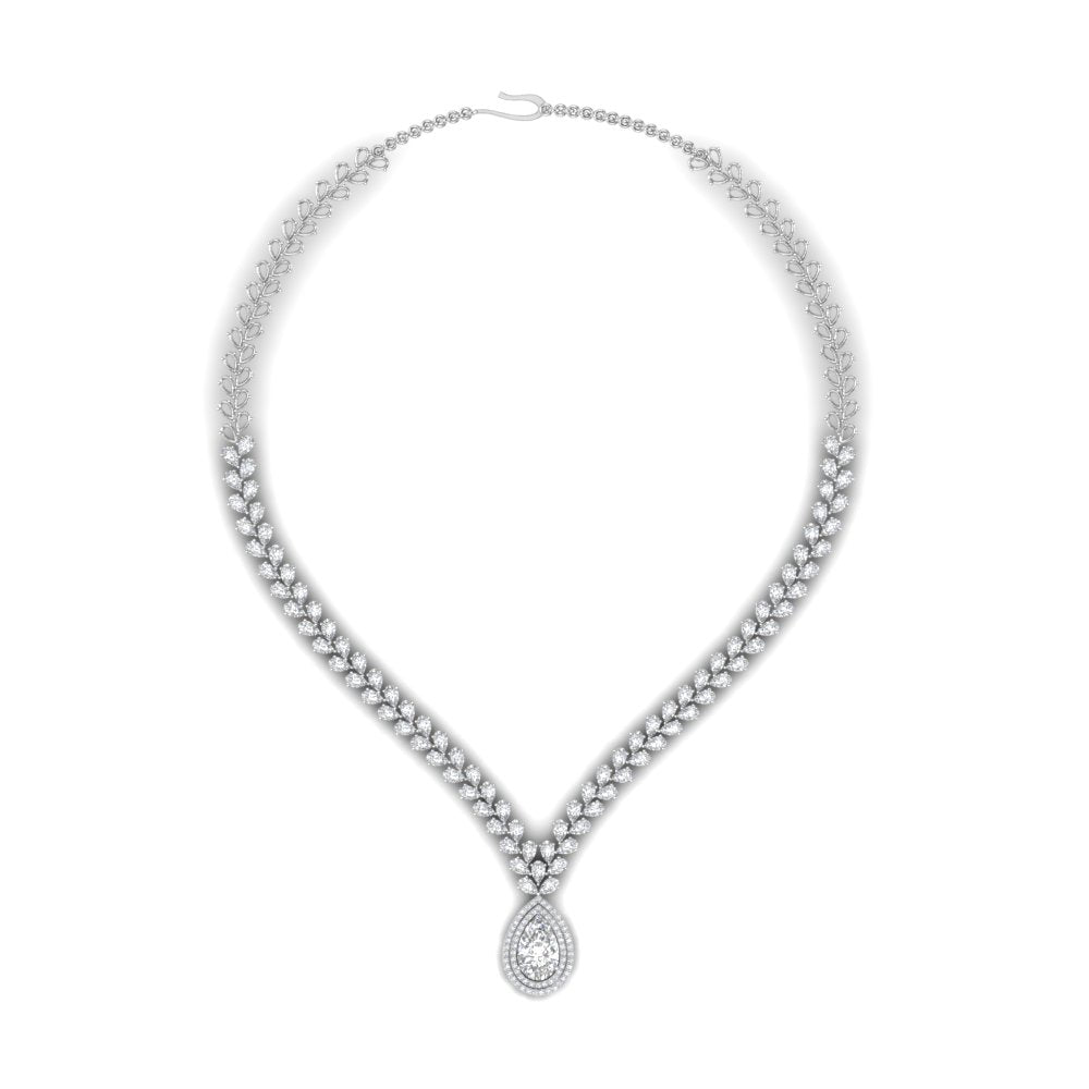 Pear Drop Leaf Diamond Necklace