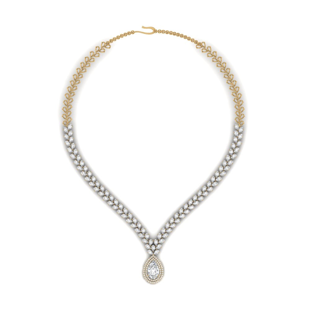 Pear Drop Leaf Diamond Necklace