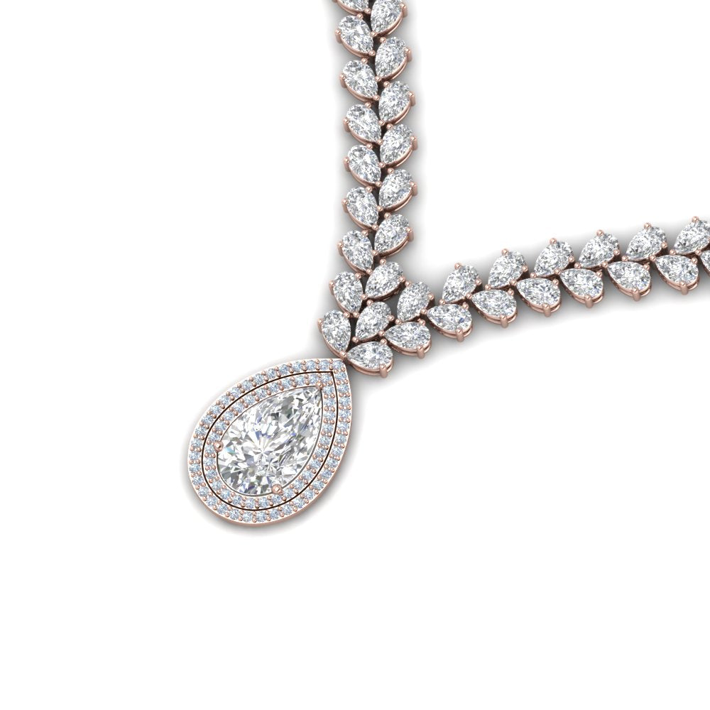 Pear Drop Leaf Diamond Necklace