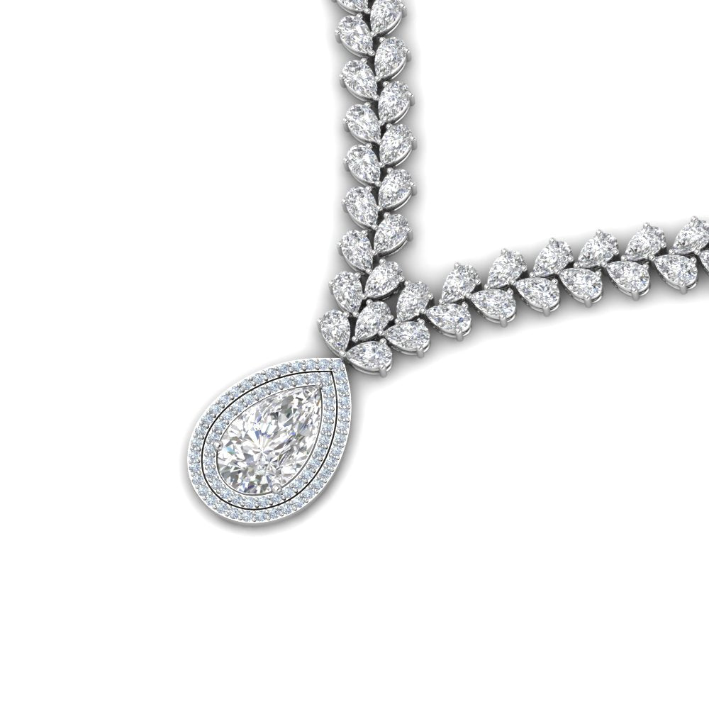 Pear Drop Leaf Diamond Necklace