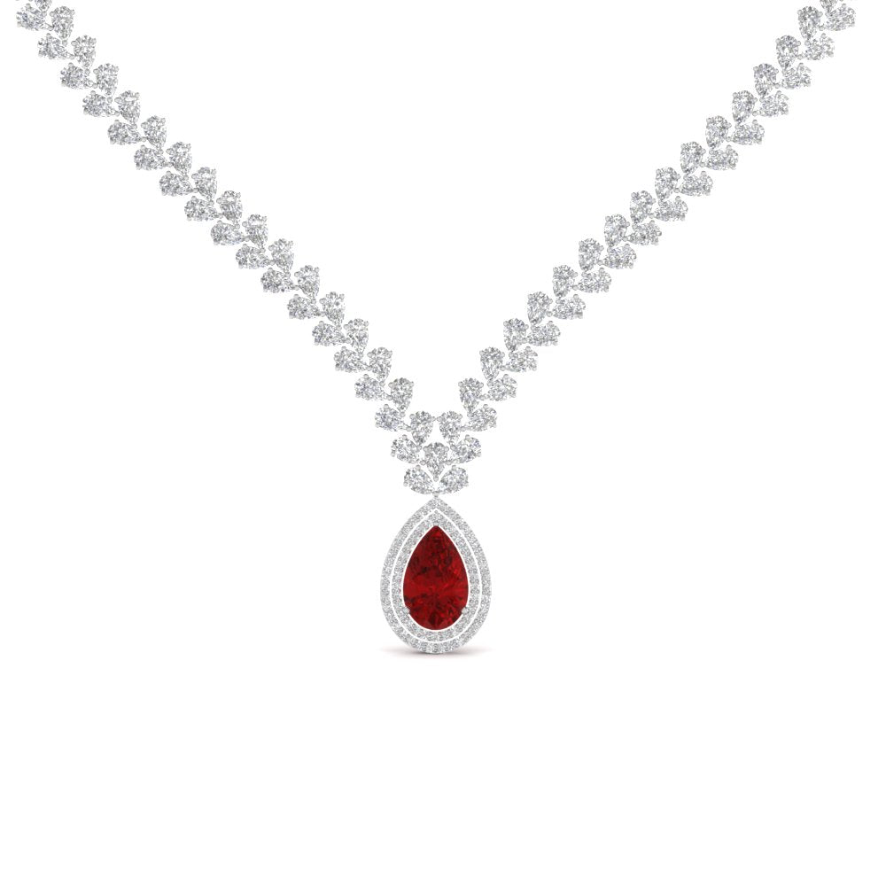 Pear Drop Leaf Diamond Necklace