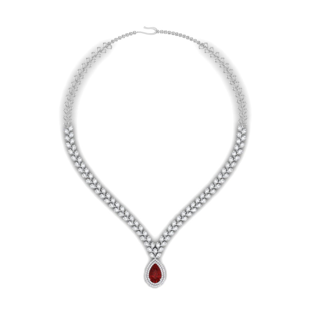 Pear Drop Leaf Diamond Necklace