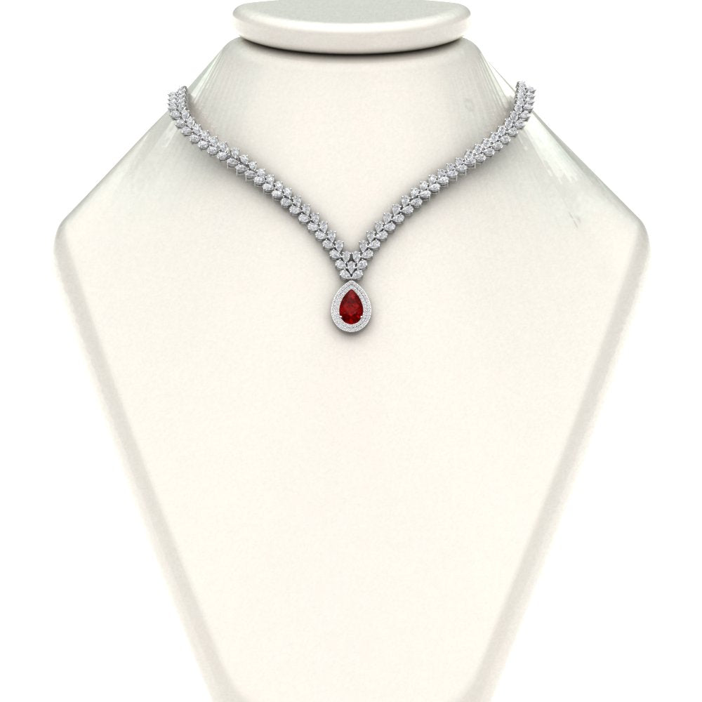 Pear Drop Leaf Diamond Necklace