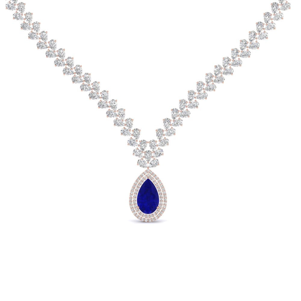 Pear Drop Leaf Diamond Necklace