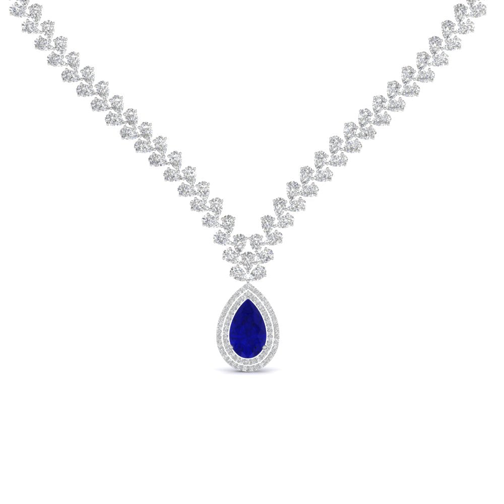 Pear Drop Leaf Diamond Necklace