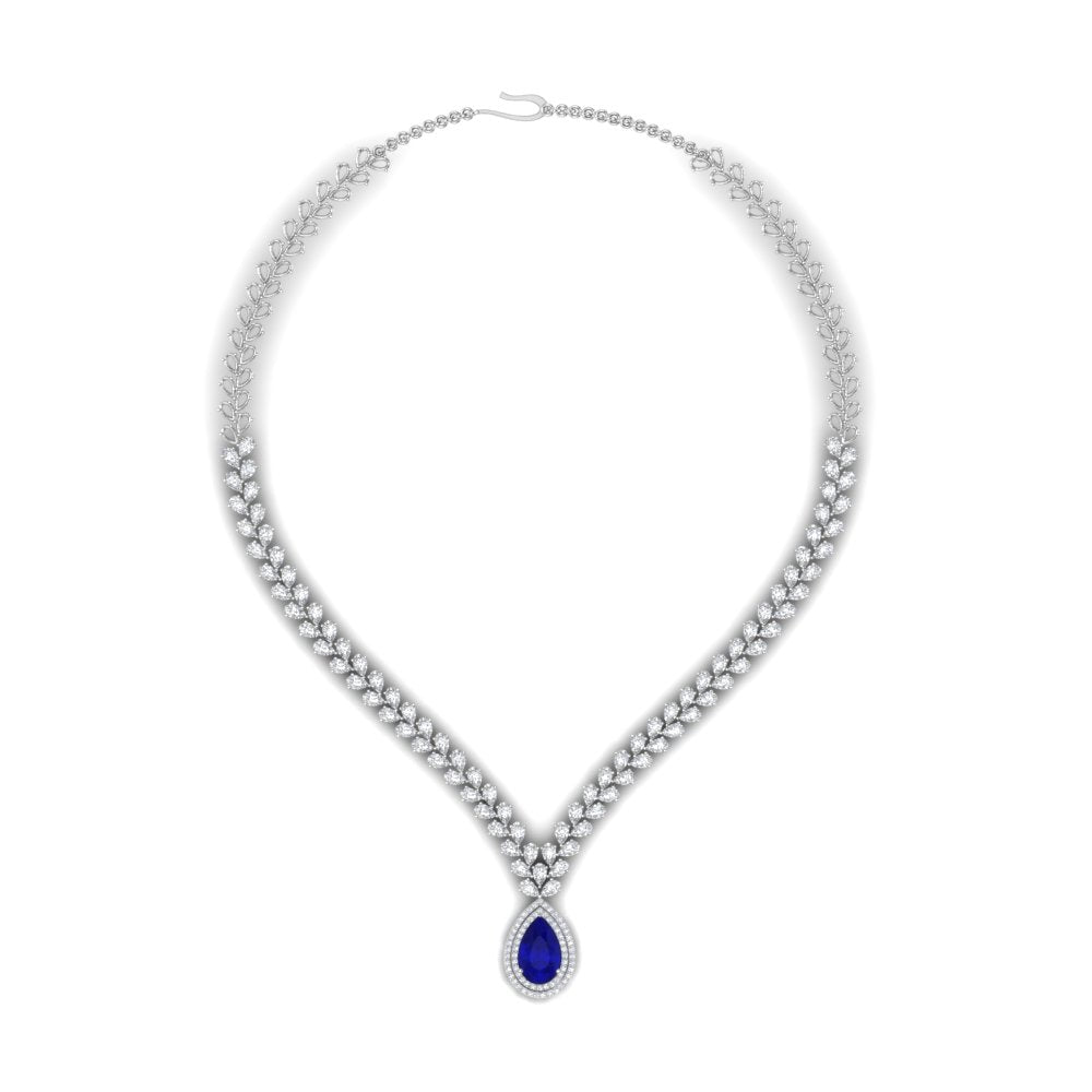 Pear Drop Leaf Diamond Necklace