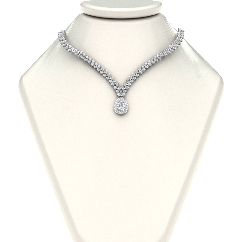 Pear Drop Leaf Diamond Necklace