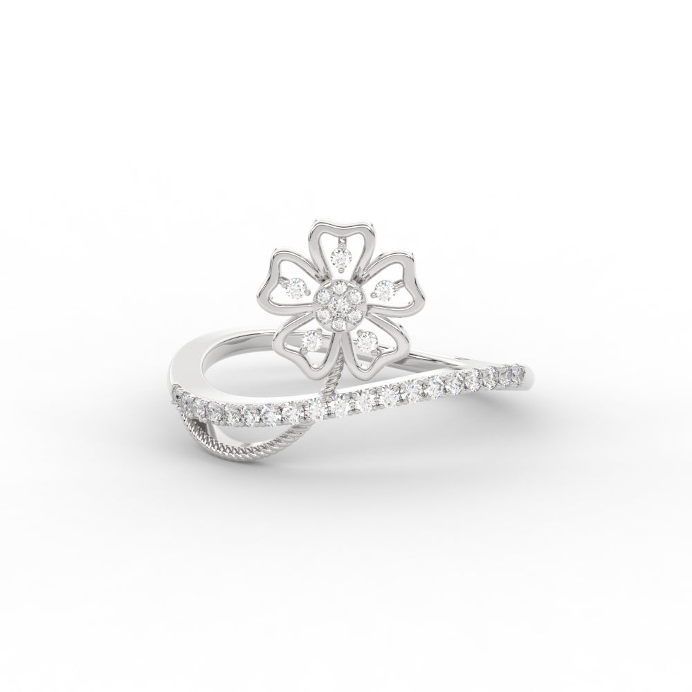 Delicate Flower Real Diamond Engagement Ring