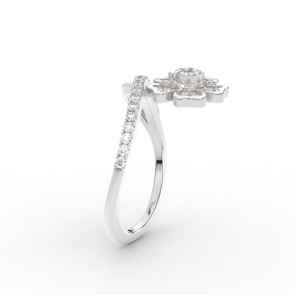 Delicate Flower Real Diamond Engagement Ring