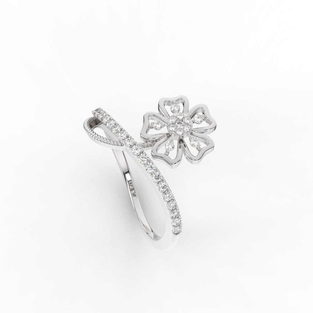 Delicate Flower Real Diamond Engagement Ring