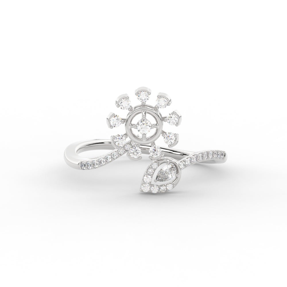 Twisted Diamond Flower Engagement Ring