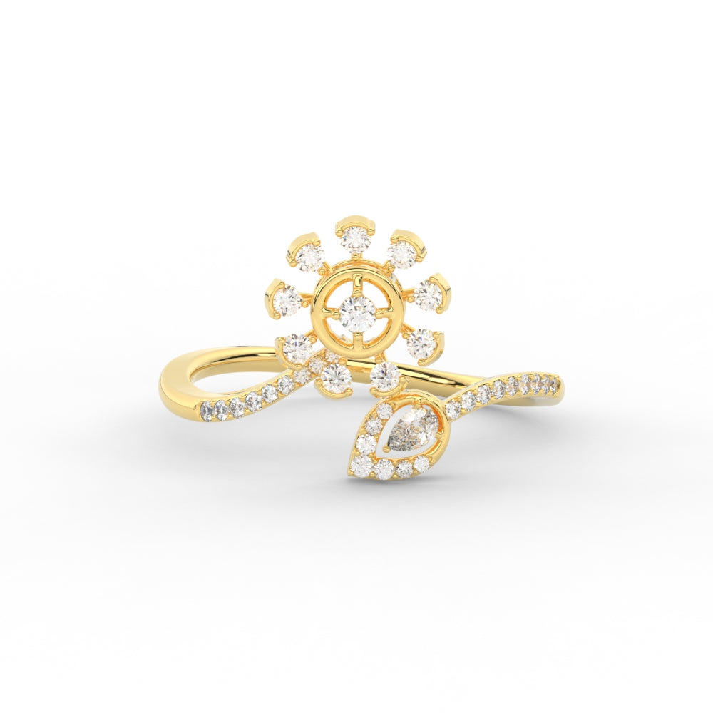 Twisted Diamond Flower Engagement Ring