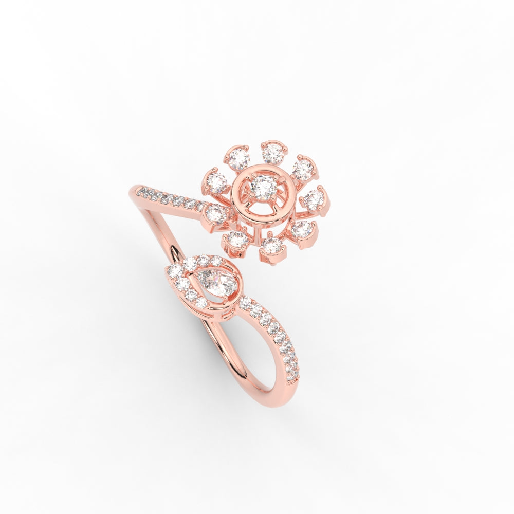 Twisted Diamond Flower Engagement Ring