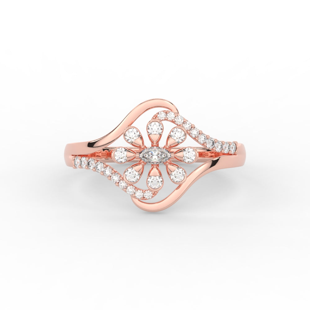 Delicate Flower Design Diamond Ring