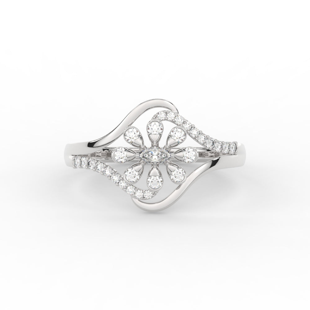 Delicate Flower Design Diamond Ring