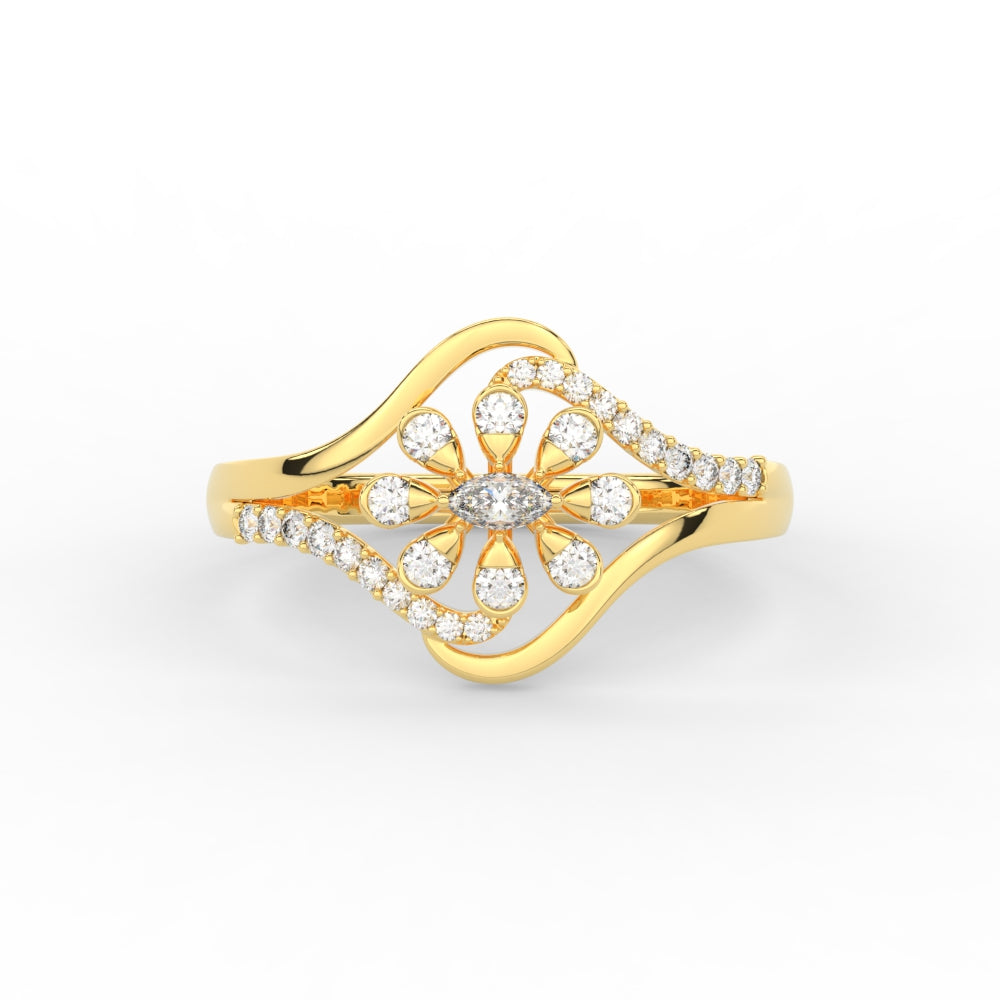 Delicate Flower Design Diamond Ring