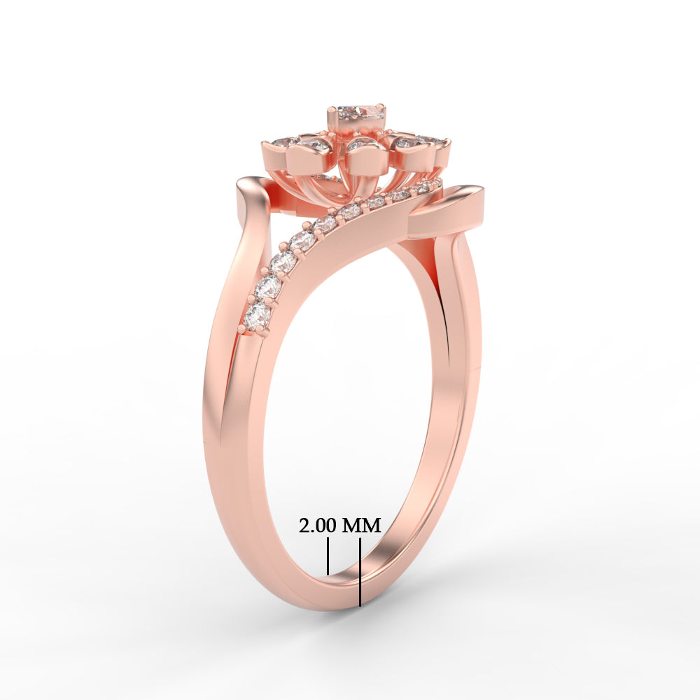 Delicate Flower Design Diamond Ring