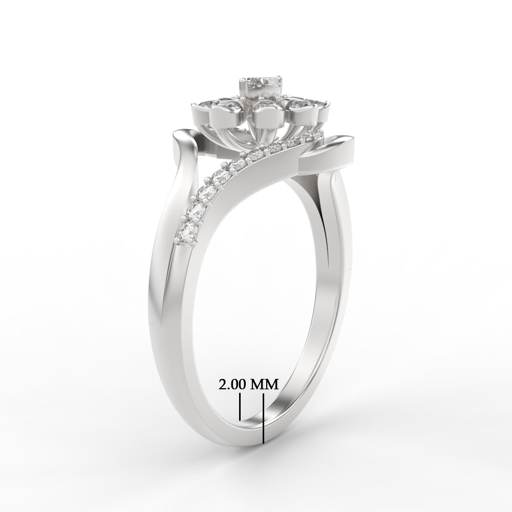 Delicate Flower Design Diamond Ring