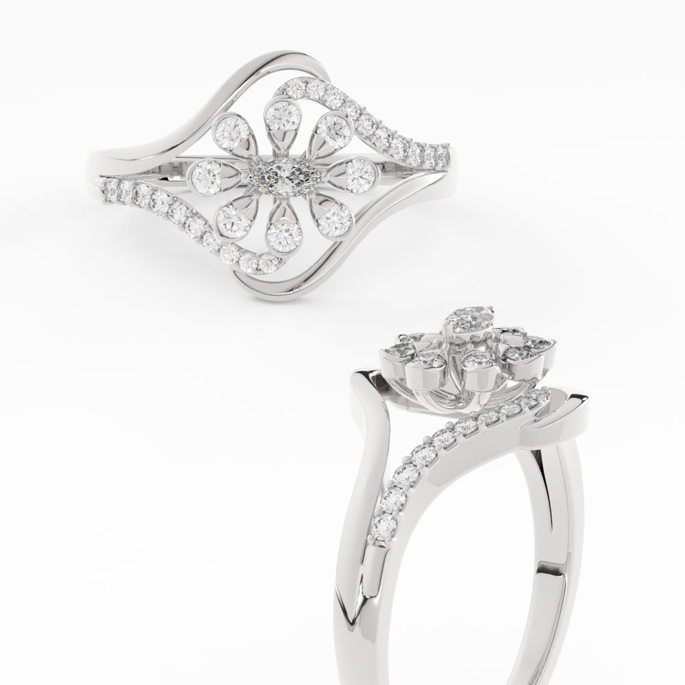 Delicate Flower Design Diamond Ring