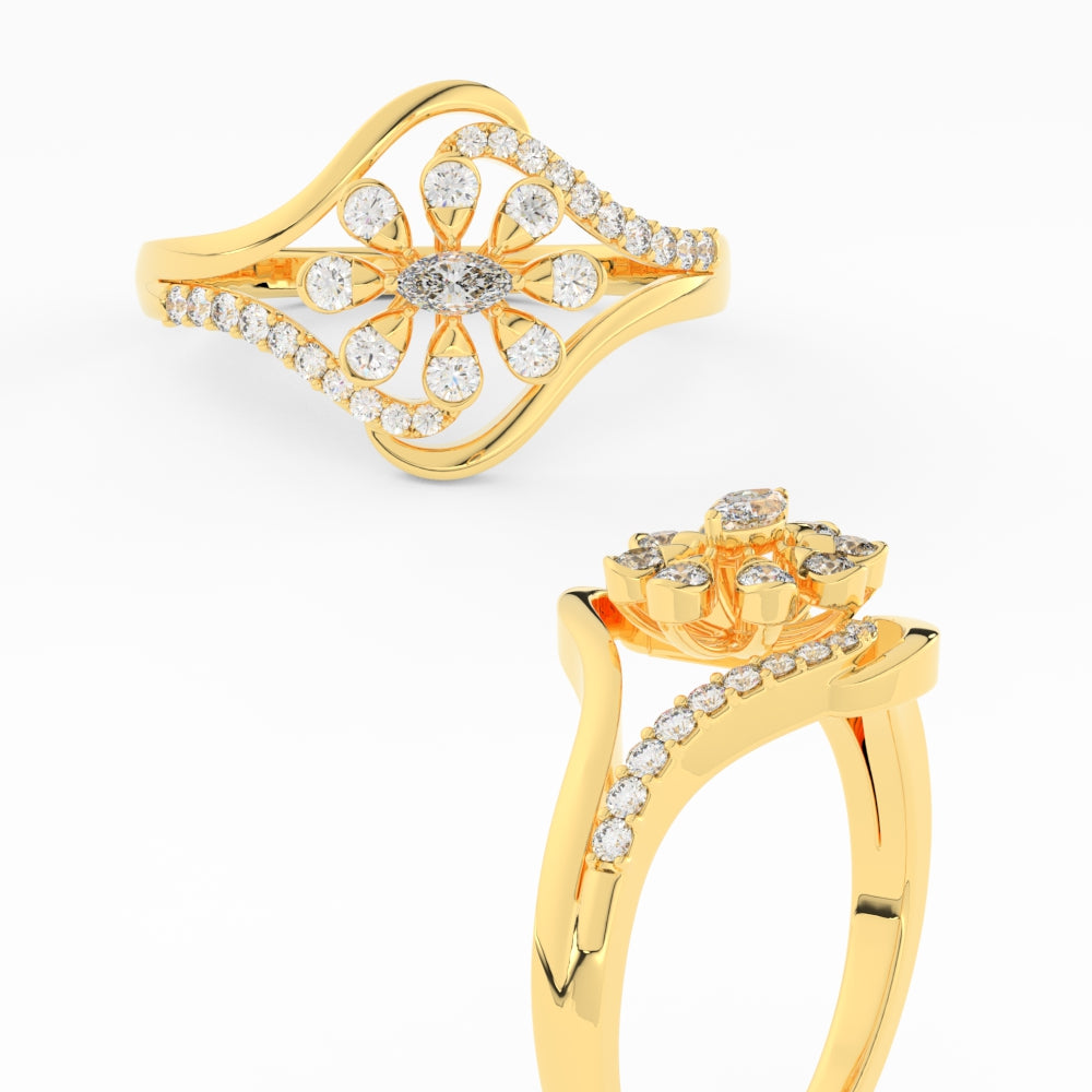 Delicate Flower Design Diamond Ring