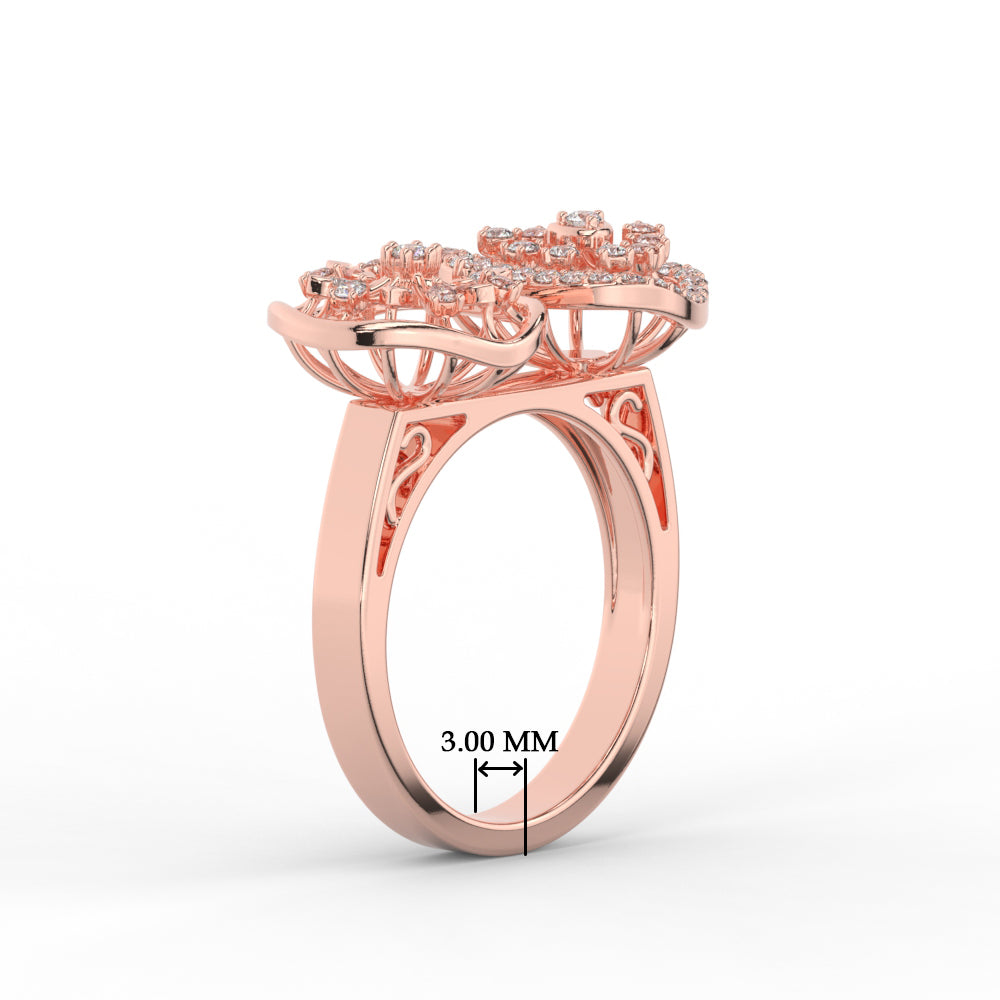 Wide Real Diamond Cocktail Ring