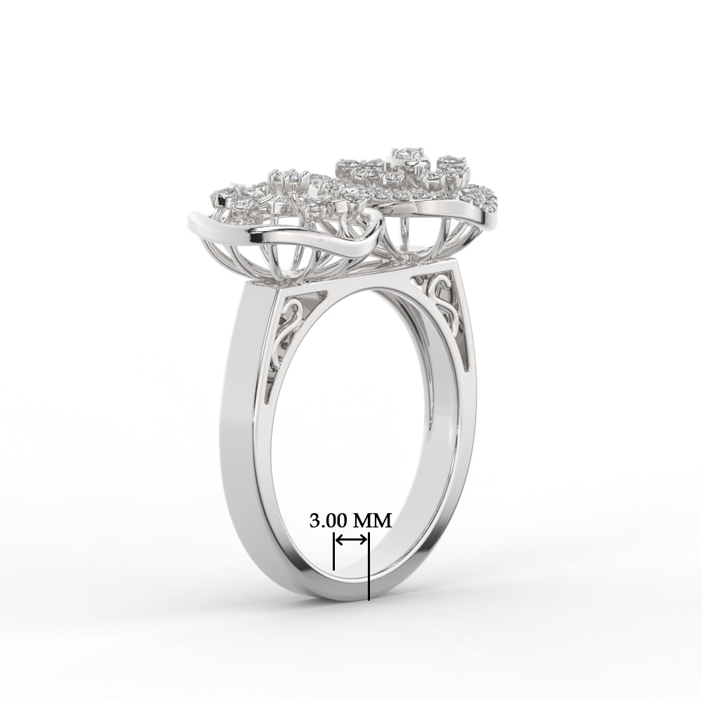 Wide Real Diamond Cocktail Ring