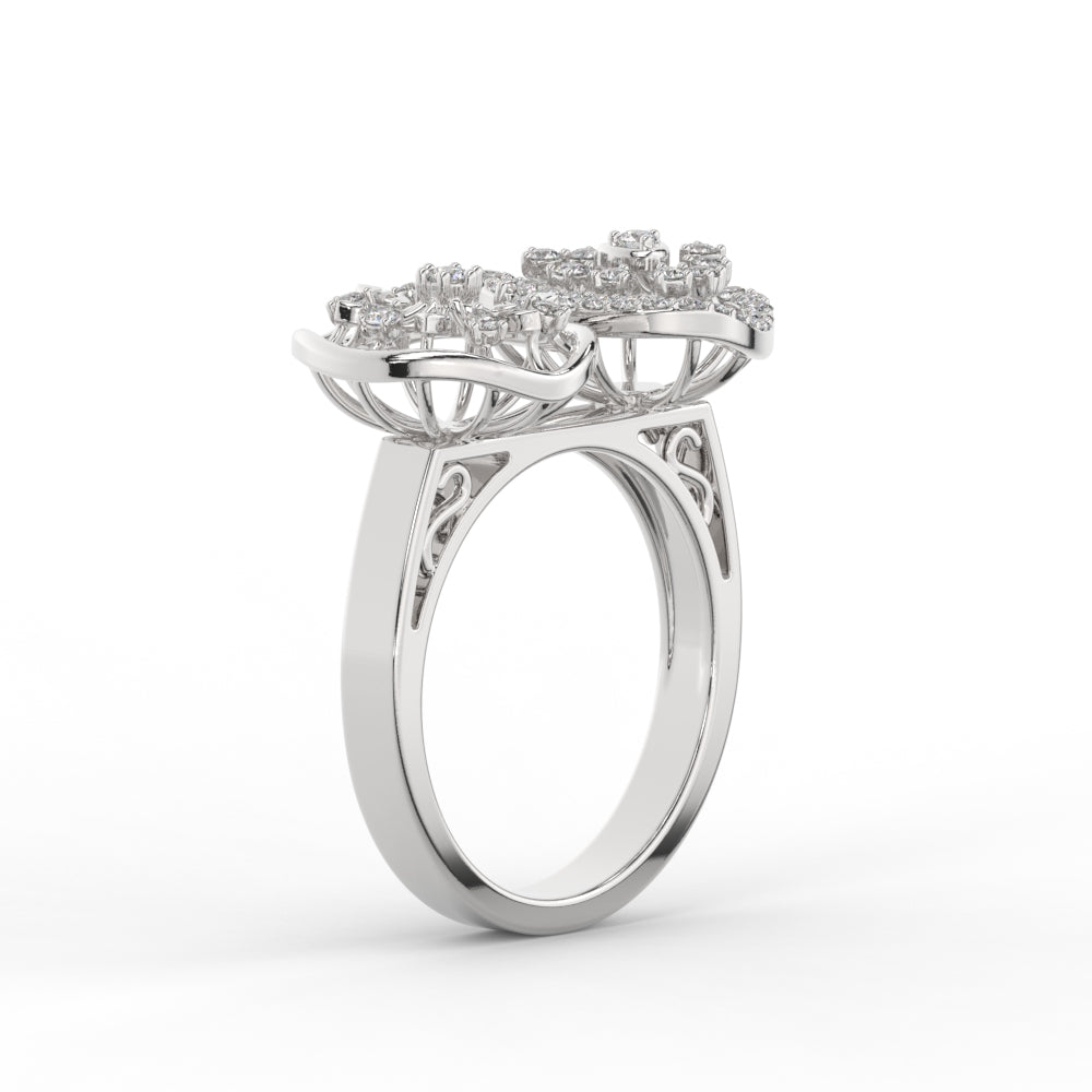 Wide Real Diamond Cocktail Ring