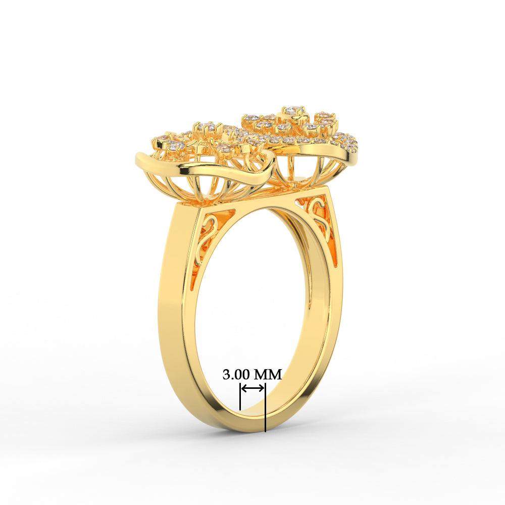 Wide Real Diamond Cocktail Ring