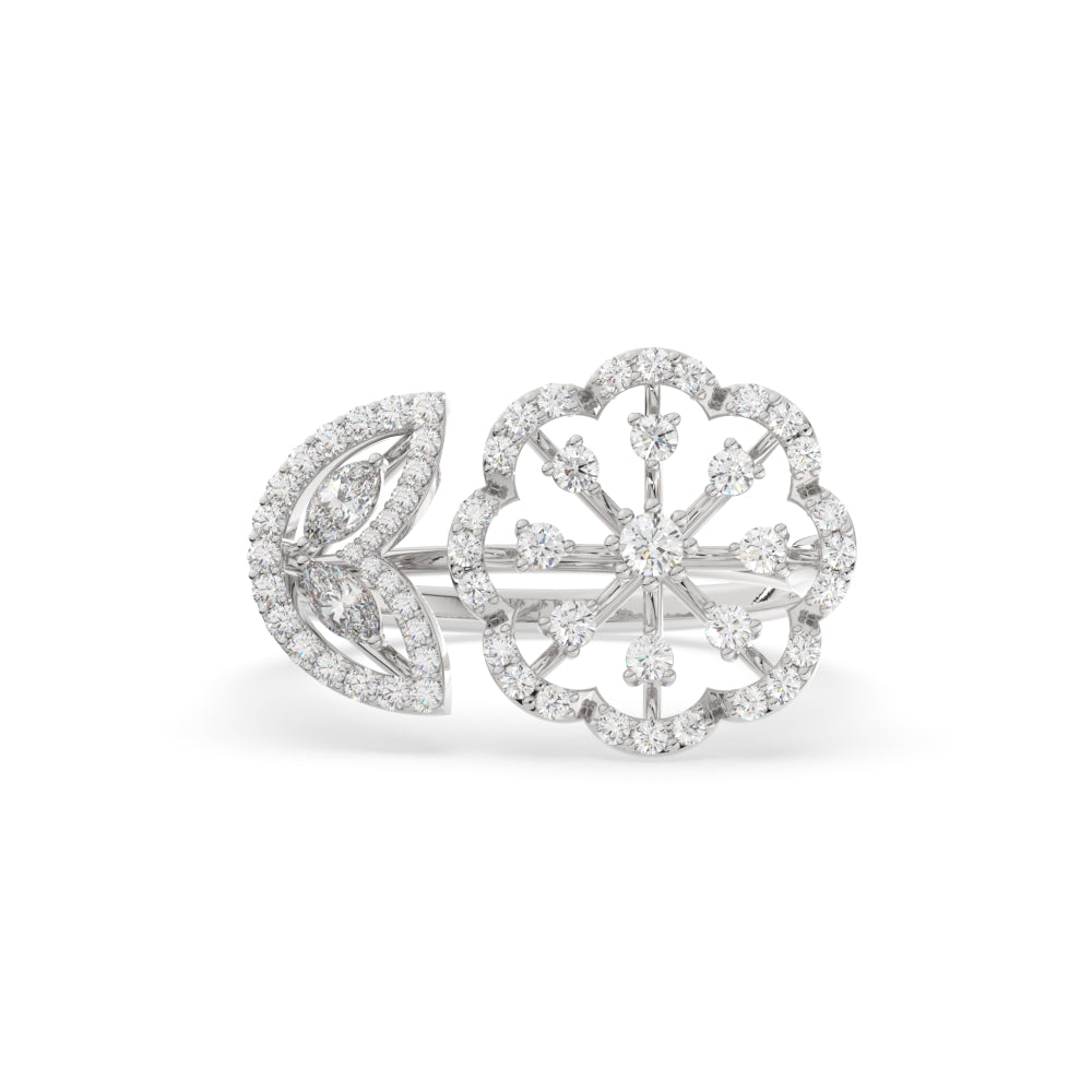 Flower And Leaf Wide Diamond Ring