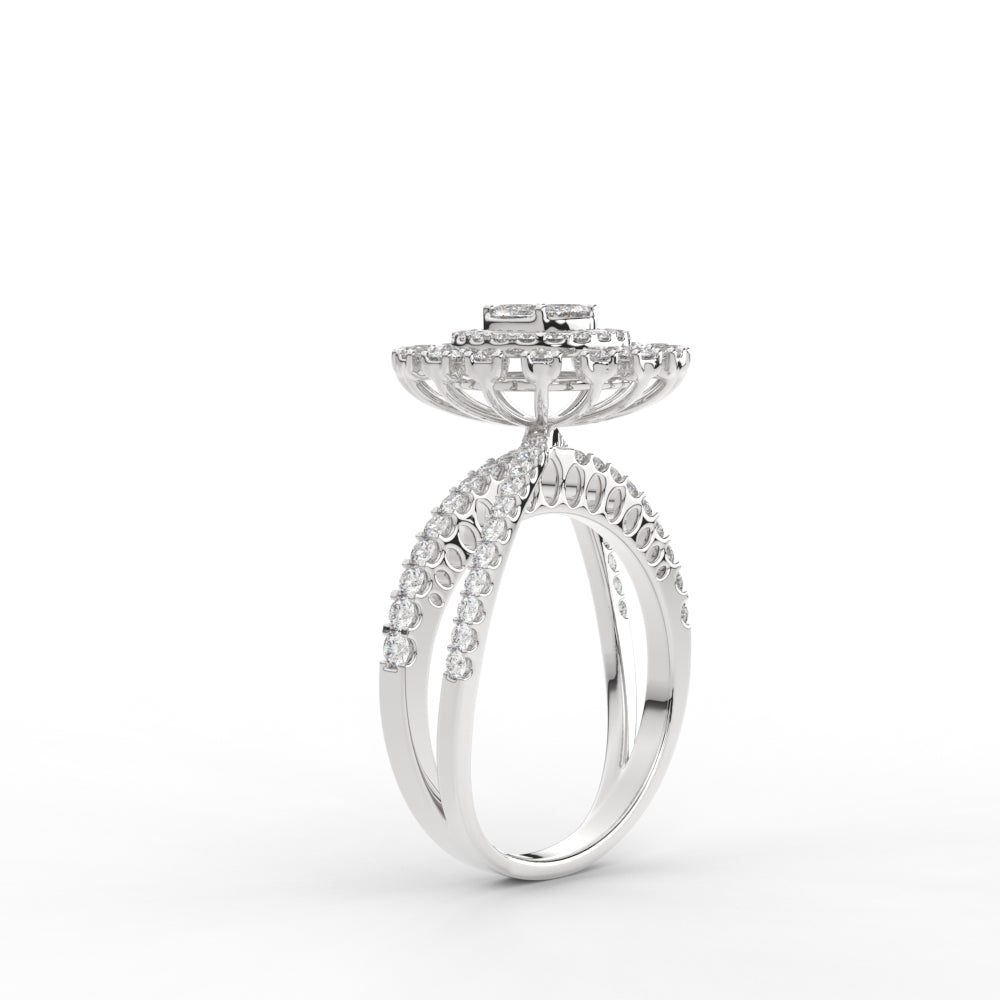 Illusion Set Round Solitaire Diamond Engagement Ring