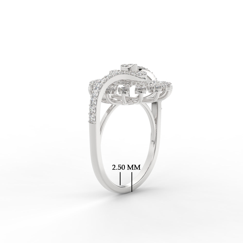 Elongated Natural Diamond Engagement Ring