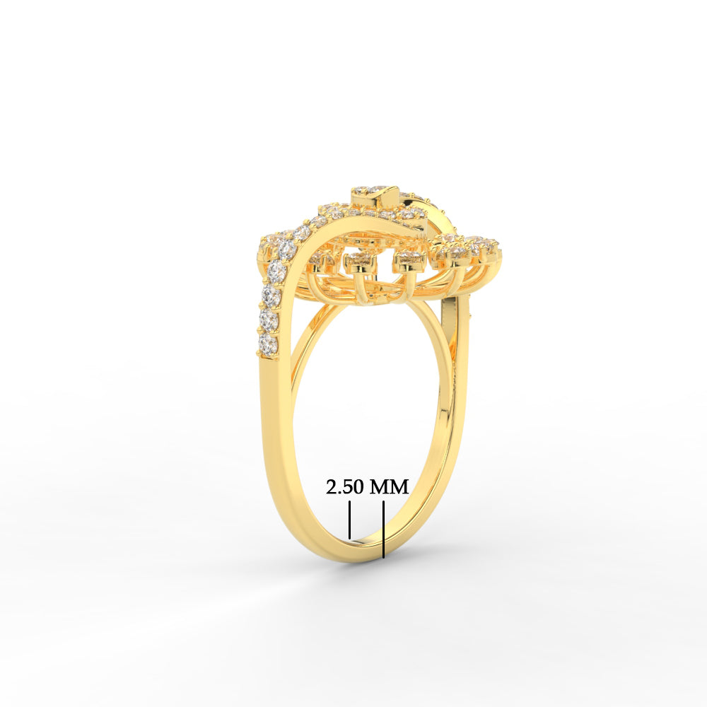 Elongated Natural Diamond Engagement Ring