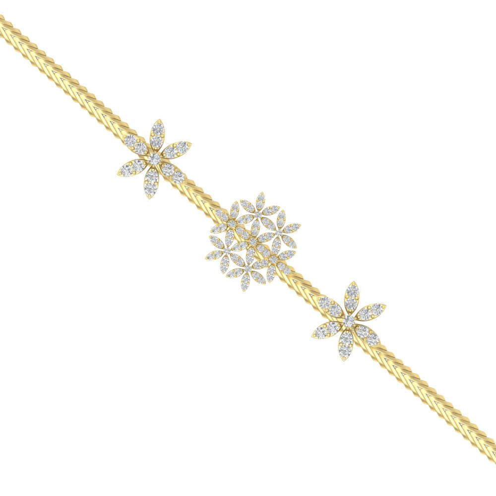 1 Carat Stunning 3 Flowers Design Diamond Mugappu Chain