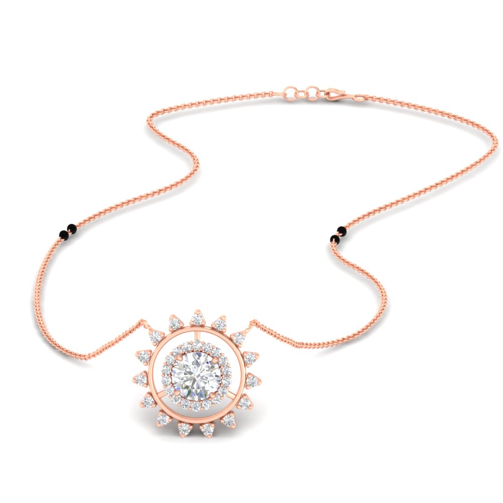 Sun Solitaire Halo Diamond Mangalsutra