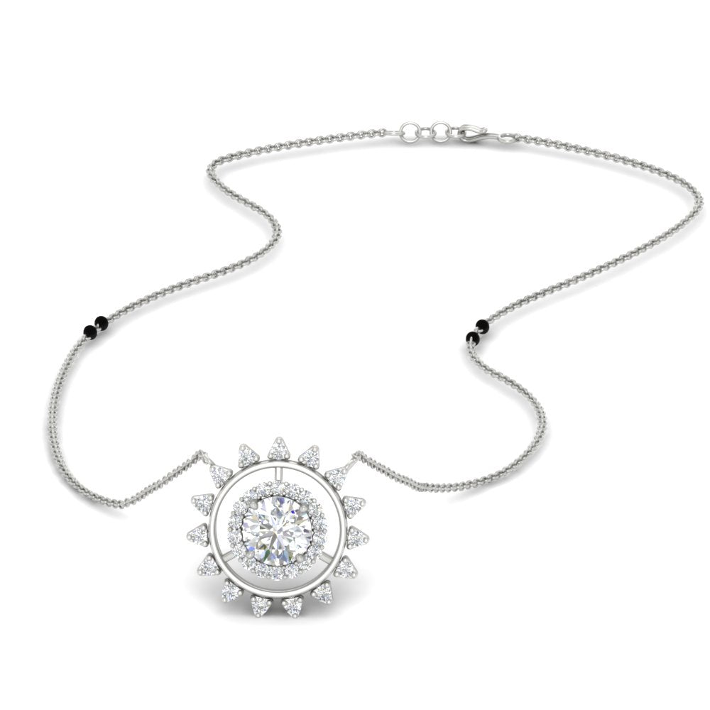 Sun Solitaire Halo Diamond Mangalsutra