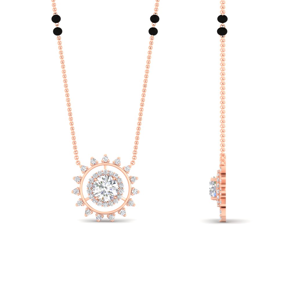 Sun Solitaire Halo Diamond Mangalsutra