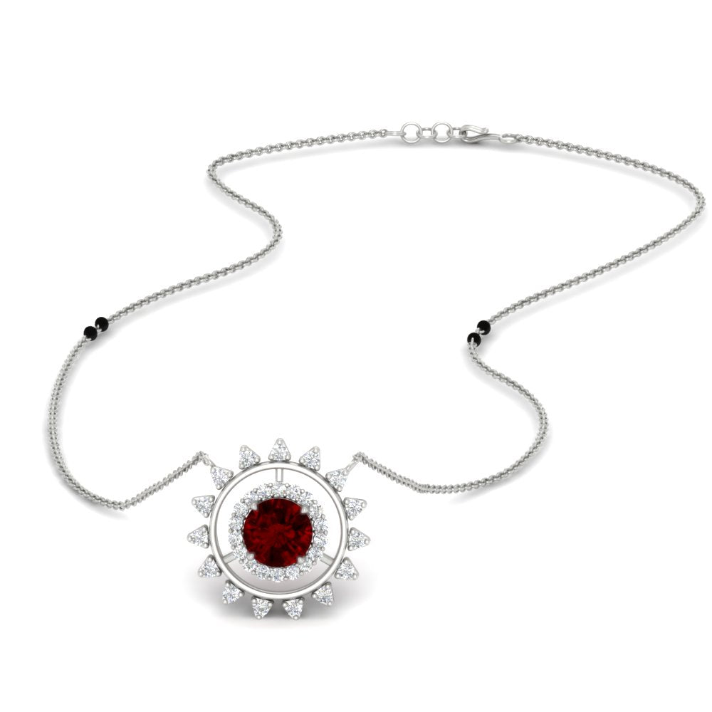 Sun Solitaire Halo Diamond Mangalsutra