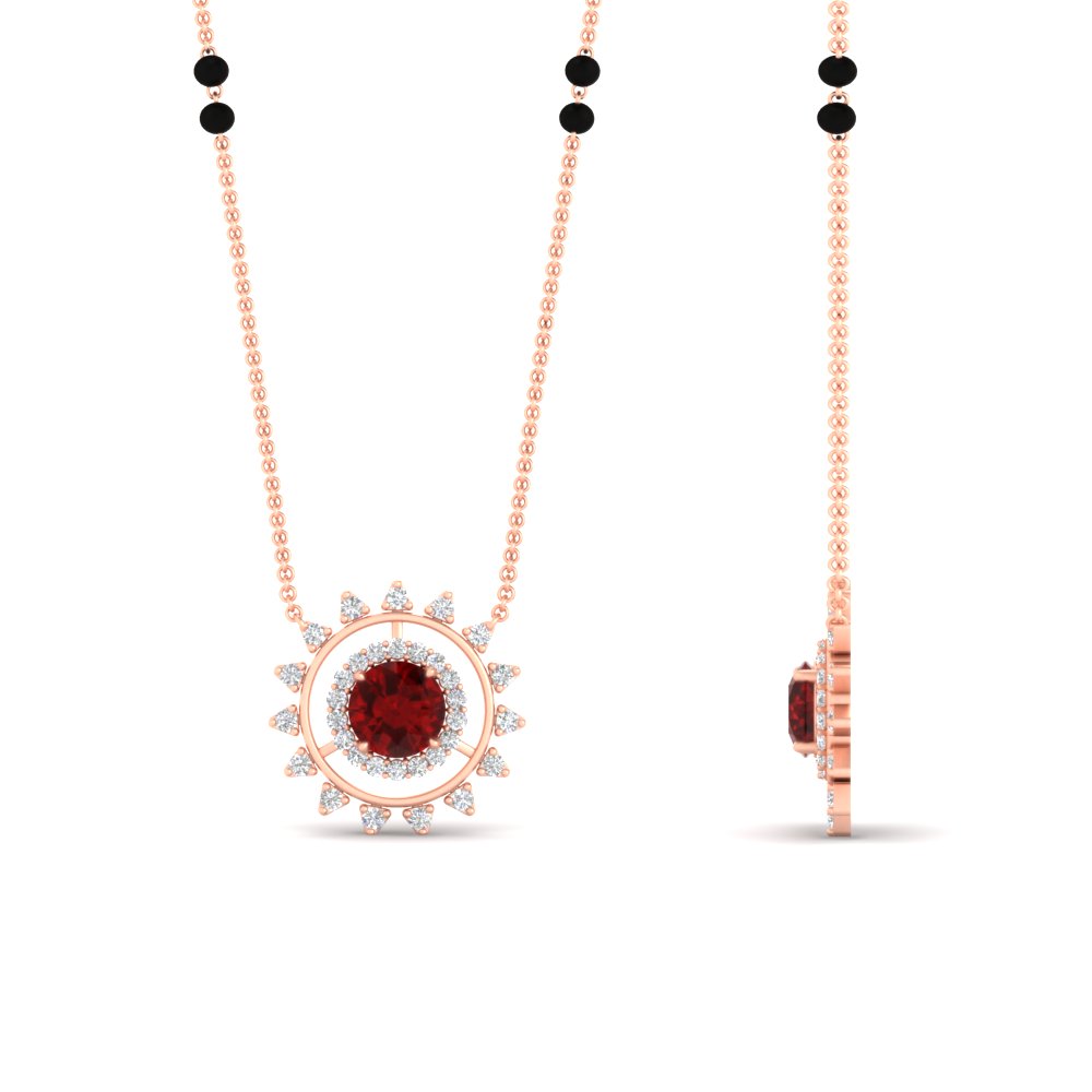 Sun Solitaire Halo Diamond Mangalsutra