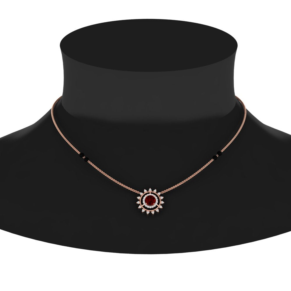 Sun Solitaire Halo Diamond Mangalsutra