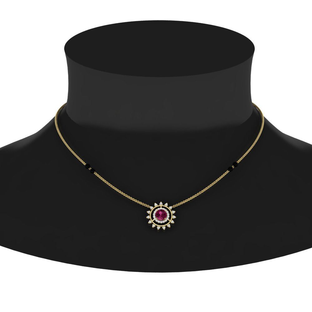 Sun Solitaire Halo Diamond Mangalsutra