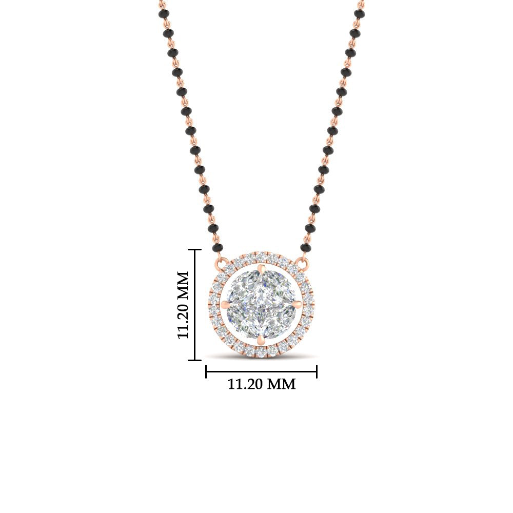 0.75 Carat Solitaire Looking Halo Diamond Mangalsutra