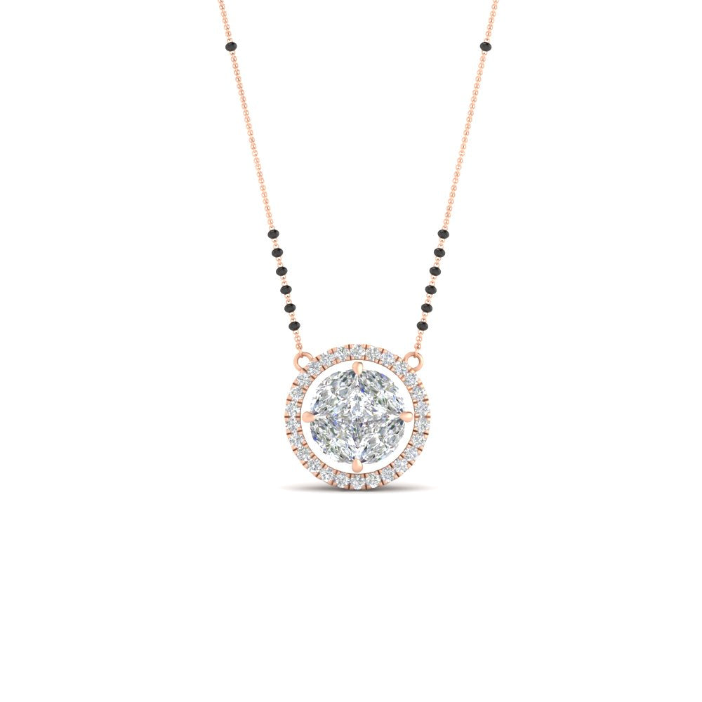 0.75 Carat Solitaire Looking Halo Diamond Mangalsutra